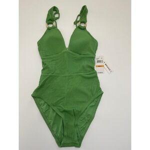 Lucky Brand Plunge Green One Piece Swimsuit Size Small